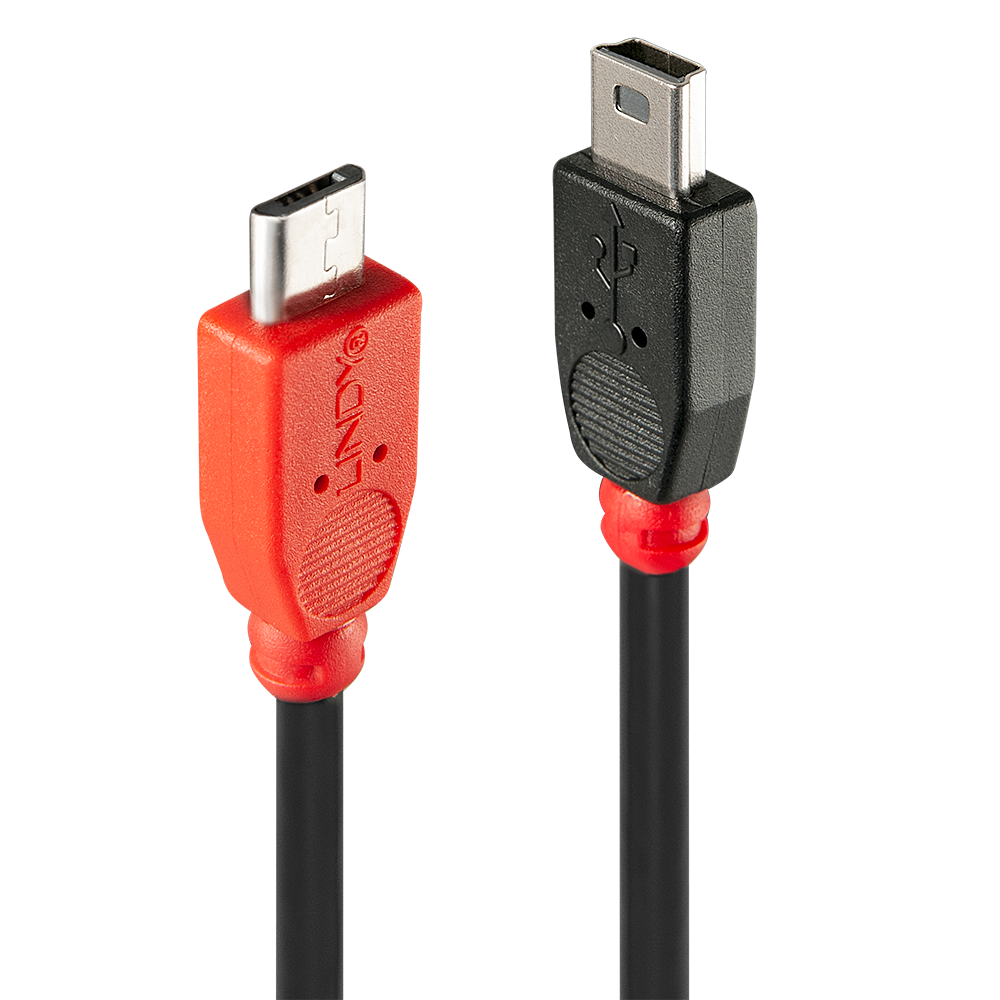USB 2.0 OTG -kaapeli - musta Micro-B uros Mini-B uros 0,5m