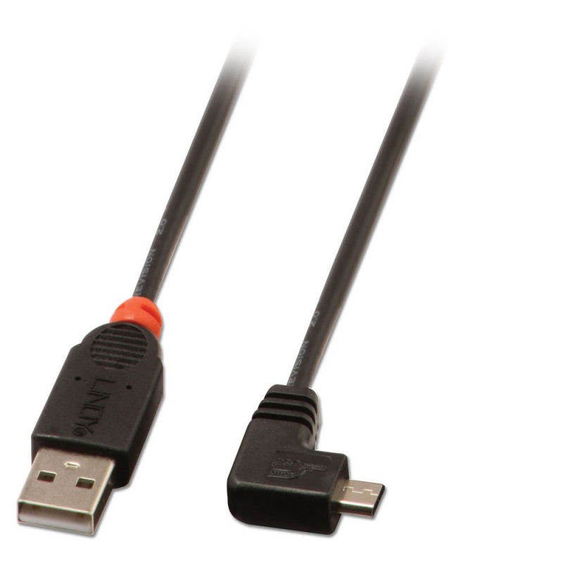 2m USB 2.0 kaapeli 90 astetta musta AM - 90 astetta Micro B uros