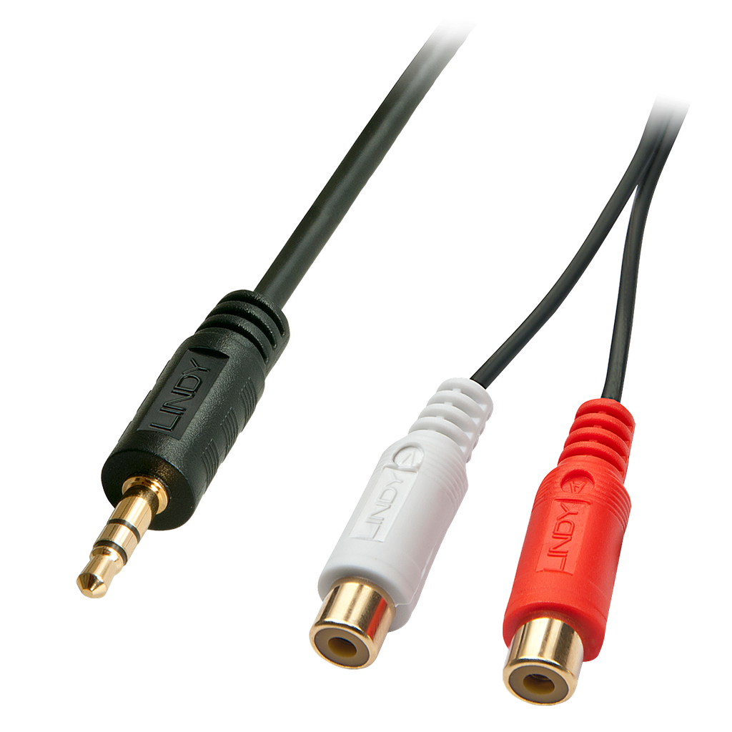 0,25m AV-sovitinkaapeli - 3,5 mm uros - 2 x RCA naaras