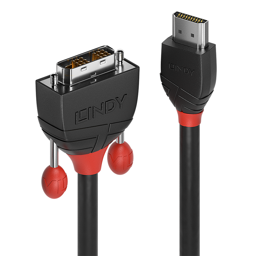 1m HDMI-DVI-D-kaapeli, musta linja