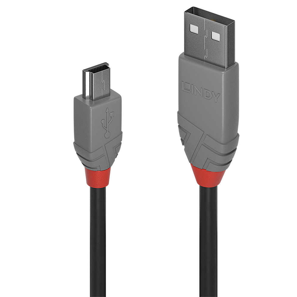 [36725] 5m USB 2.0 A-tyyppi-A-Mini-B-kaapeli, Anthra Line