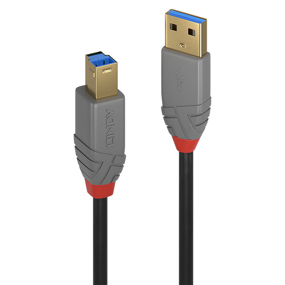 5m USB 3.0 A-tyyppi B-tyyppiin, Anthra Line -kaapeli