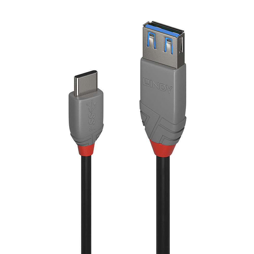 [36895] Lindy 36895 - USB 3.2 C-A -liitäntäkaapeli 0,15m, Anthra Line 10Gbps