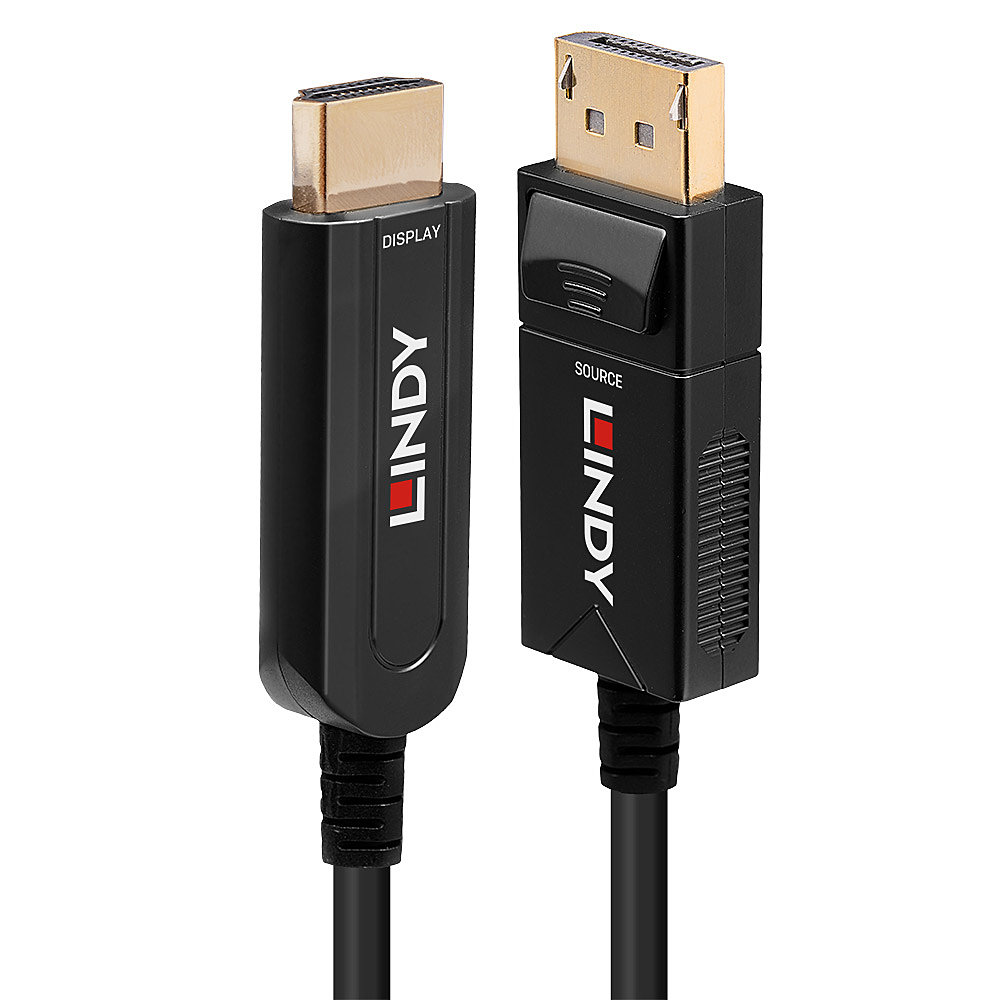 50m valokaapeli hybridi DisplayPort 1.2 - HDMI 18G -kaapeli