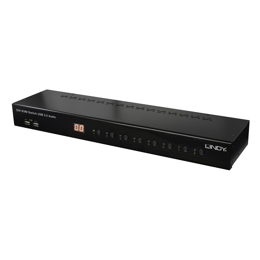 8-porttinen DVI-I Single Link, USB 2.0 & Audio KVM Switch Pro KVM-kytkin Pro