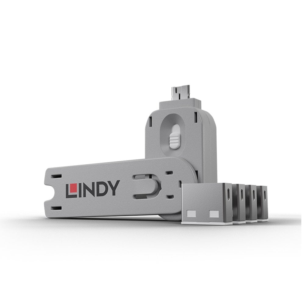 Lindy 40454 - USB-lukko avaimella Valkoinen 4kpl