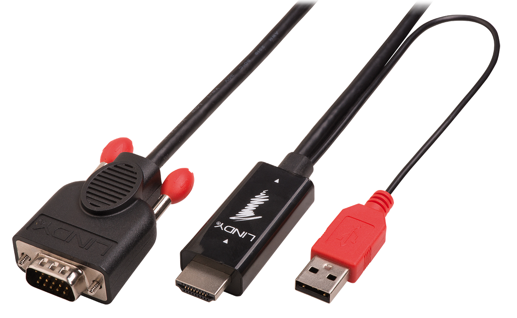 1m HDMI-VGA-sovitinkaapeli, musta