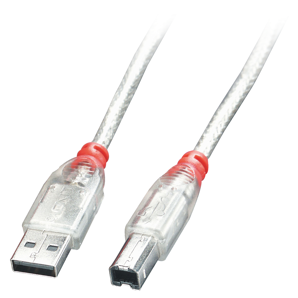 [41751] USB 2.0 kaapeli tyyppi A/B, läpinäkyvä, 0,5m
