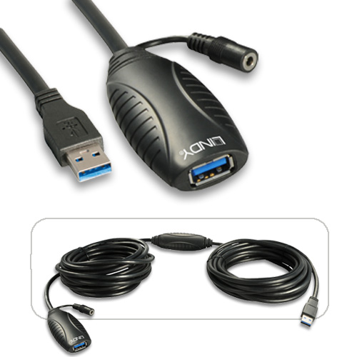 10m USB 3.0 Aktiivinen Jatkokaapeli tyyppi A uros/tyyppi A naaras