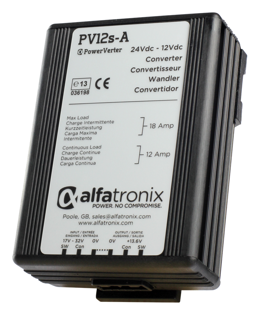 [PV12s-A] ALFATRONIX PV12s-A 12A 24/12V galvaanisesti erottamaton kytketty kaksoislähtöinen jännitemuunnin