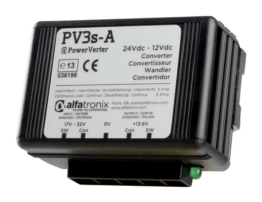 [PV3s-A] ALFATRONIX PV3s-A 3A 24/12V galvaanisesti erottamaton kytketty kaksoislähtöjännitemuunnin