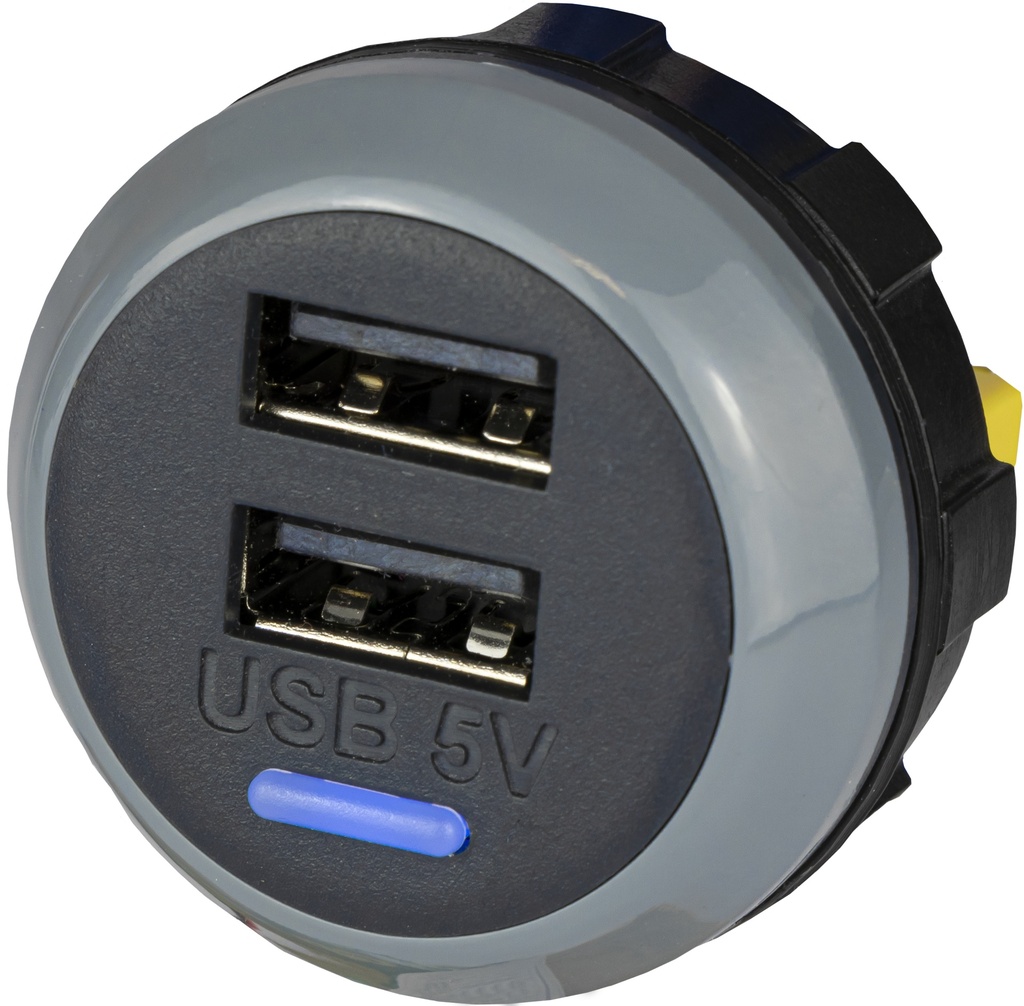 ALFATRONIX PVPWP-AA USB-laturi, kaksi USB-A:ta, takapuolella, IP65.