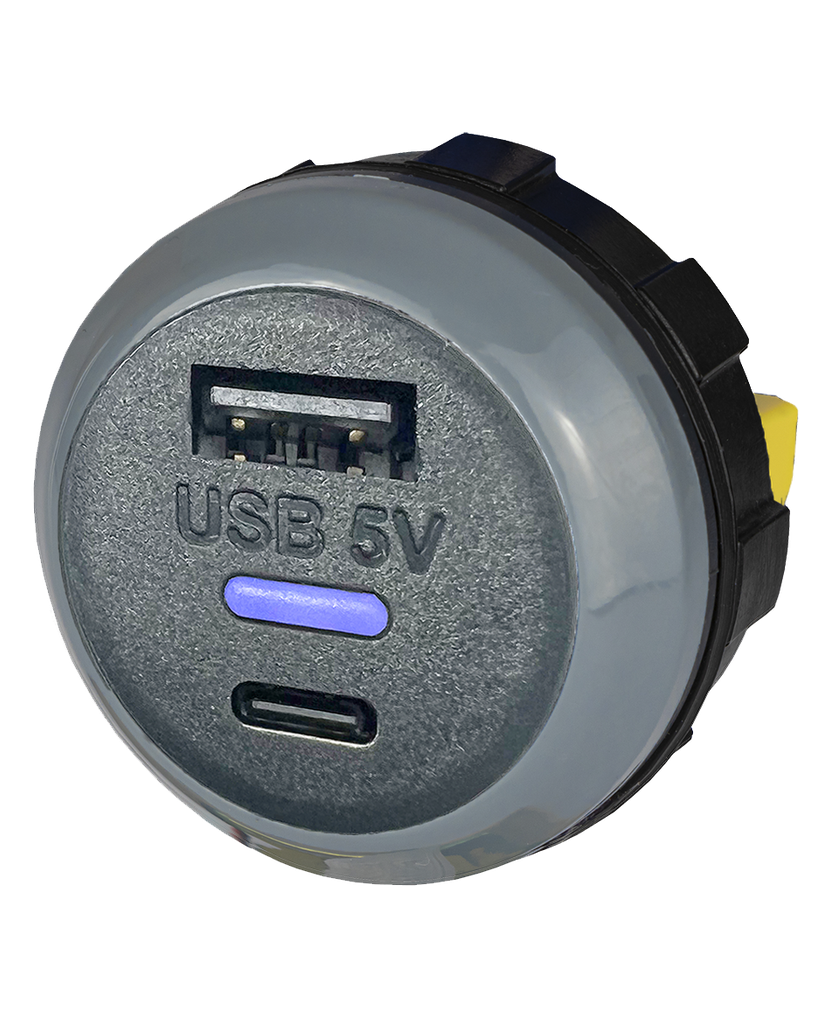 ALFATRONIX PVPWP-AC USB-laturi Kaksois-USB-A ja USB-C, taka-asennus, IP65