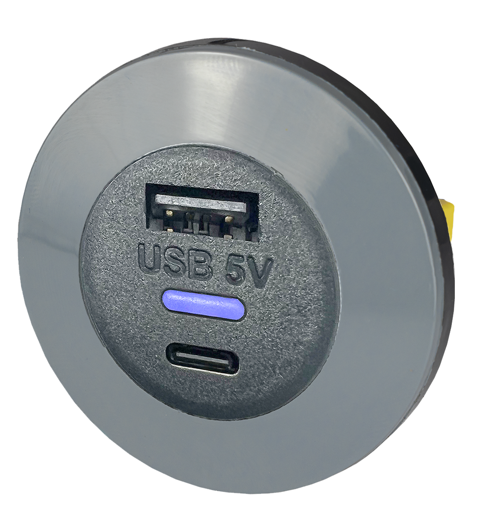 ALFATRONIX PVPWP-ACFf USB-laturi, kaksois-USB-A & USB-C, etupuolelle sopiva, IP65
