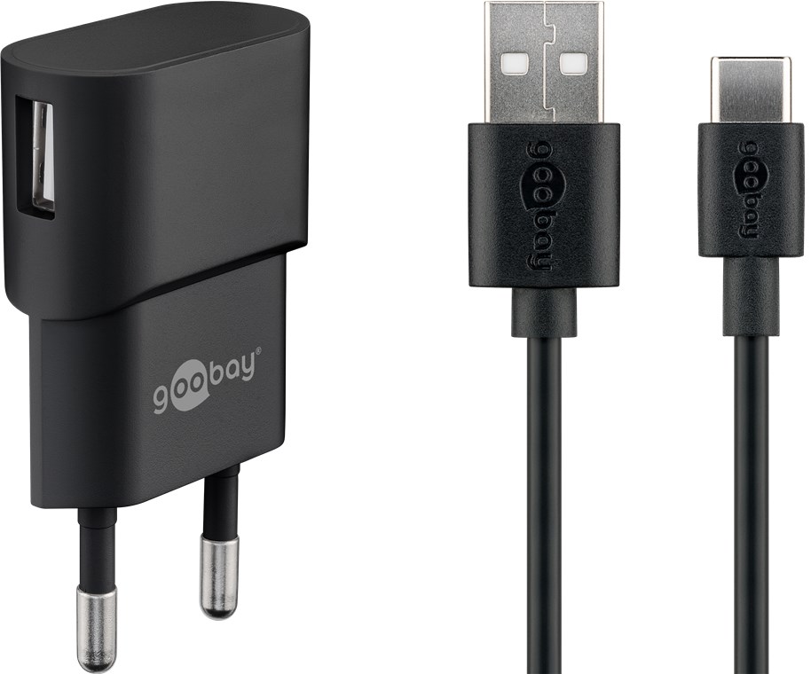 [45298] GOOBAY 45298 - USB-C-laturisarja (5 W) virtalähde ja USB-C-kaapeli 1 m (musta)