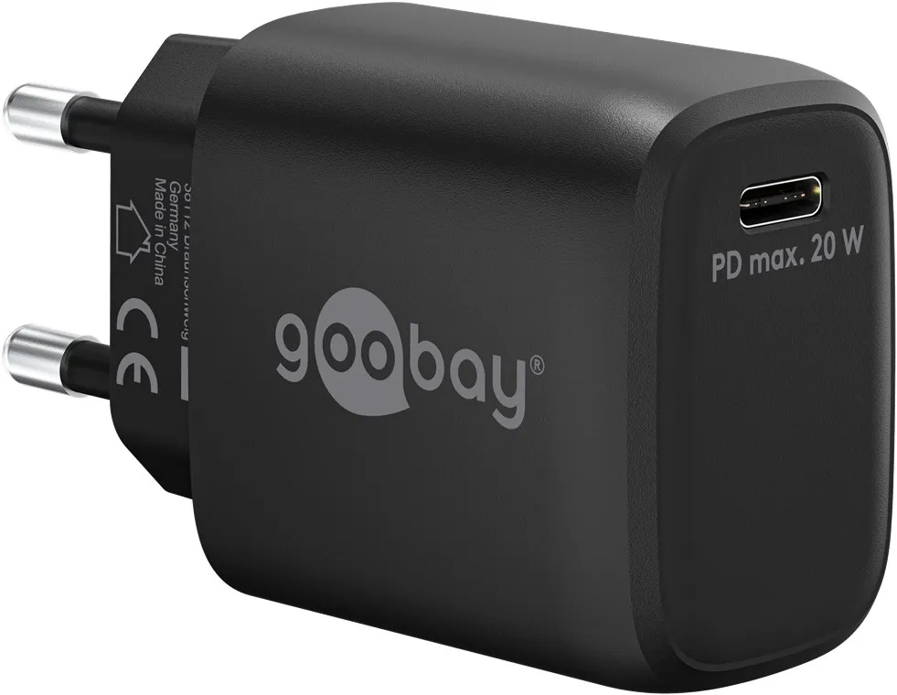 [65405] GOOBAY 65405 - USB-C PD-pikalaturi (20 W) musta 1x USB-C-portti (virranjakelu)
