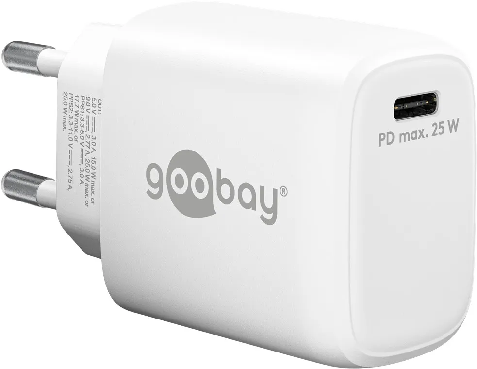GOOBAY 65367 - USB-C PD-pikalaturi (25 W) musta 1x USB-C-portti (Power Delivery)