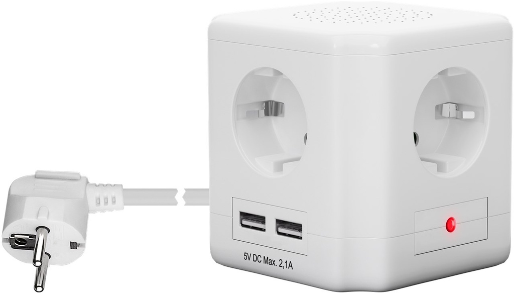 [41268] GOOBAY 41268 - NK 400-150 CS USB 2.1A 2-jakkinen kuutio 1.5m