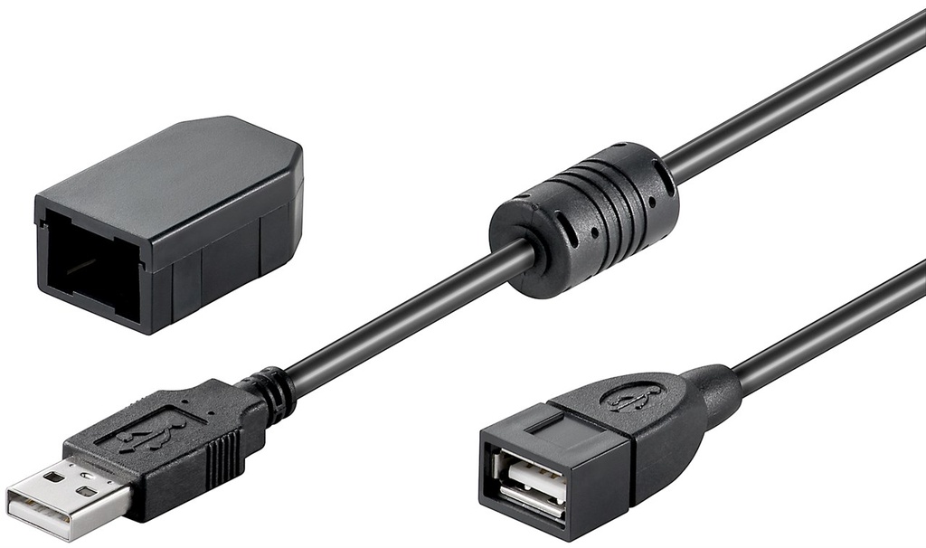 GOOBAY 93284 - USB KAAPELI JATKOKAAPELI AA 200 CLIP MUSTA 2.0 2m