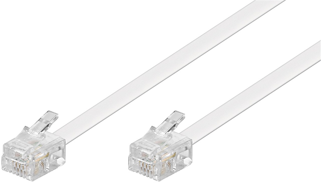 [93065] GOOBAY 93065Modulaarikaapeli, valkoinen kuparipäällysteinen alumiinilanka (CCA), RJ11 uros (6P4C) > RJ11 uros (6P4C)