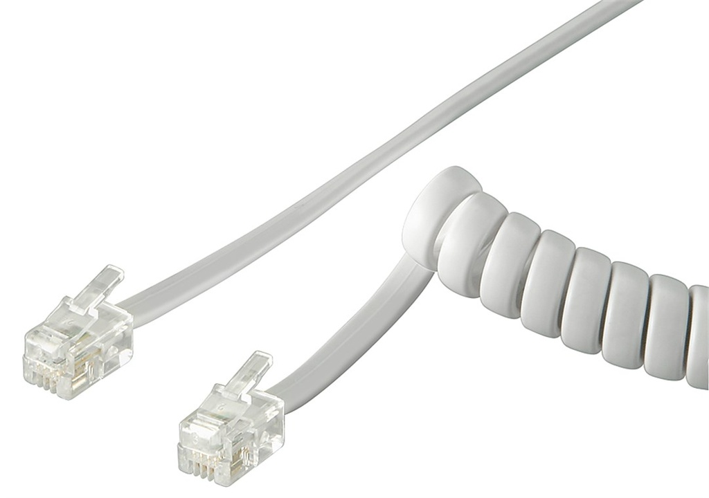 [50246] GOOBAY 50246Modulaarinen spiraalikaapeli kuparipäällysteinen alumiinijohto (CCA), RJ10 uros (4P4C) > RJ10 uros (4P4C)