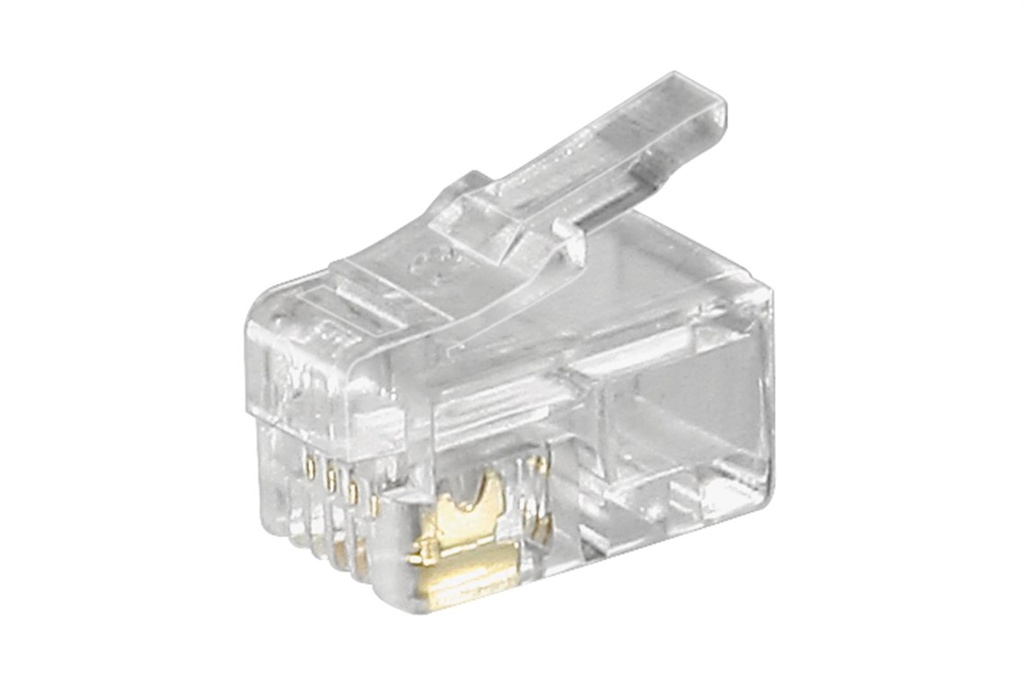 [50249] GOOBAY 50249RJ10 Modulaarinen pistoke lattakaapeleille, 4-nastainen, puristetaan lattakaapeleihin, suojaamaton.