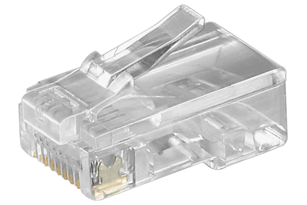 [50252] GOOBAY 50252RJ45 modulaarinen pistoke lattakaapeleille, 8-nastainen, puristetaan puhelimen lattakaapeleihin, suojaamaton.