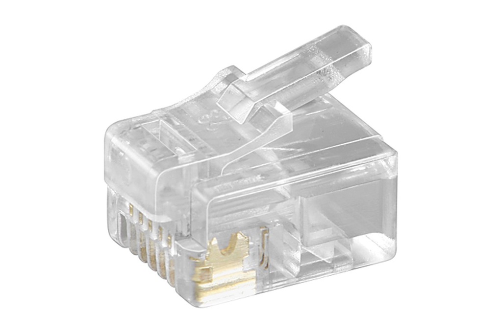 [58626] GOOBAY 58626RJ12 modulaarinen pistoke pyöreille kaapeleille, 6-nastainen, puristetaan puhelimen pyöreisiin kaapeleihin ilman suojausta, suojaamaton.
