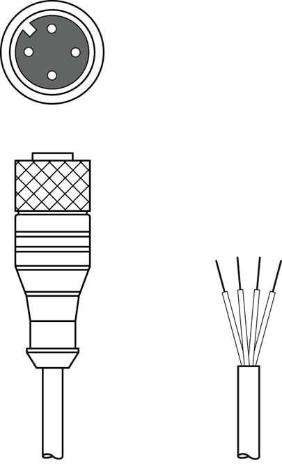 [50130727] LEUZE 50130727 - Anturikaapeli M12 4-pin naaras A-koodaus musta 10m suojattu KD S-M12-4A-P1-100