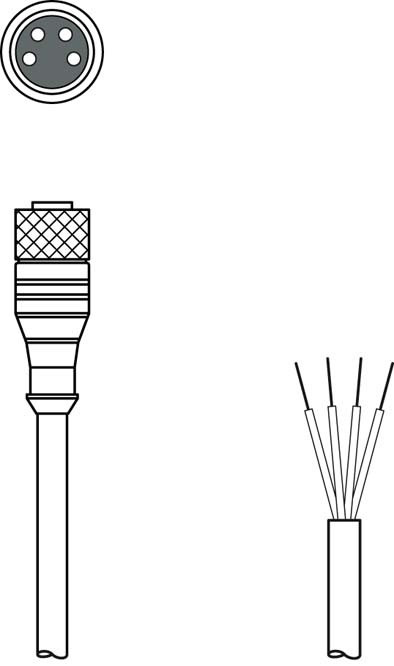 LEUZE 50130857 - Anturikaapeli M8 4-pin naaras A-koodaus musta 10m KD U-M8-4A-P1-100