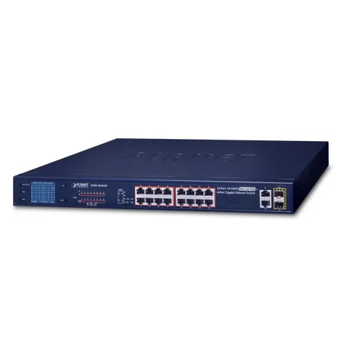 [FGSW-1822VHP] PLANET FGSW-1822VHP - Ethernet-kytkin 16-porttinen 10/100TX 802.3at PoE + 2-porttinen Gigabit TP + 2-porttinen SFP LCD PoE-monitorilla