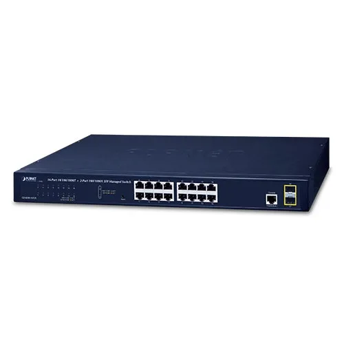 PLANET GS-4210-16T2S - Hallittava Ethernet-kytkin IPv4/IPv6 16-porttinen 10/100/1000Base-T SFP