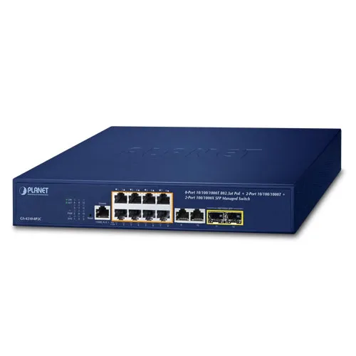 [GS-4210-8P2C] PLANET GS-4210-8P2C - Ethernet-kytkin L2+ 8-porttinen 10/100/1000T 802.3at PoE + 2-porttinen 10/100/1000T + 2-porttinen 100/1000X SFP Hallittu