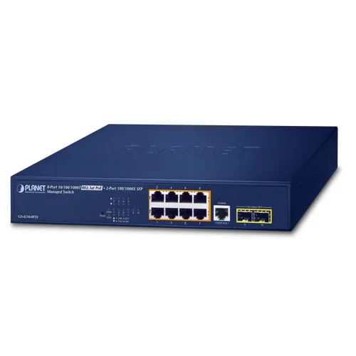 PLANET GS-4210-8P2S - Ethernet-kytkin IPv4/IPv6 8-porttinen Hallittu 802.3at PoE+ Gigabit + 2-porttinen 100/1000X SFP (120W PoE-budjetti)