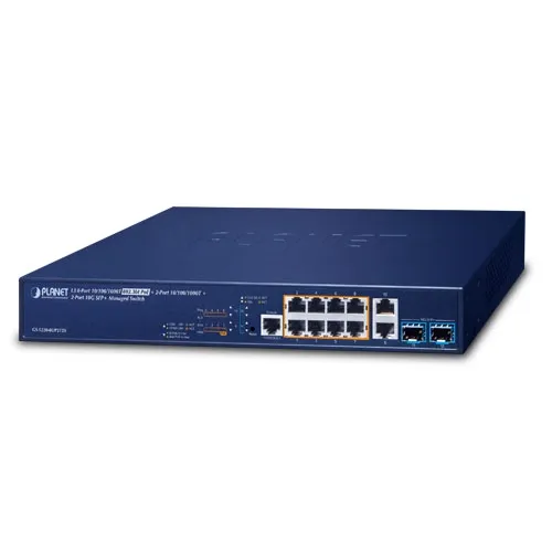 [GS-5220-8UP2T2X] PLANET GS-5220-8UP2T2X - Ethernet-kytkin L3 8-porttinen 10/100/1000T 802.3bt PoE + 2-porttinen 10/100/1000T + 2-porttinen 10G SFP+ Hallittu