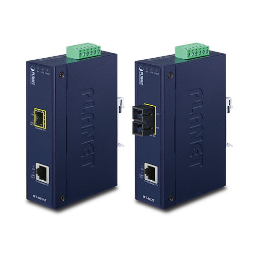 PLANET IFT-802TS15 - Mediamuunnin IP30 Slim Teollinen Fast Ethernet SC SM 15km -40...75°C
