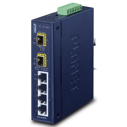 [IGS-620TF] PLANET IGS-620TF - Ethernet-kytkin Teollinen 4-porttinen 10/100/1000Base-T + 2-porttinen 100/1G/2.5GBASE-X SFP
