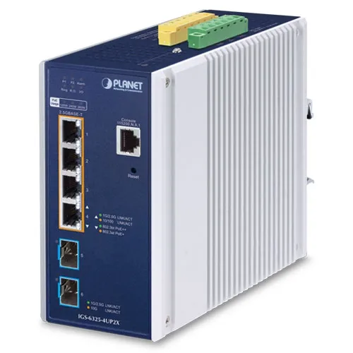 [IGS-6325-4UP2X] PLANET IGS-6325-4UP2X - Ethernet-kytkin IP30 DIN-kisko Teollinen L3 4-porttinen 2.5GBASE-T 802.3bt PoE