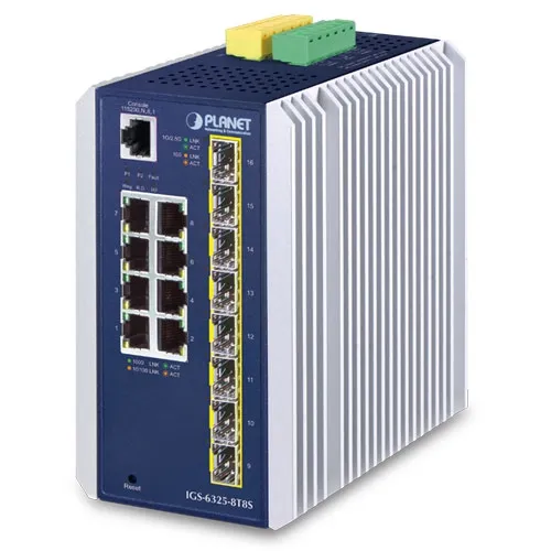 [IGS-6325-8T8S] PLANET IGS-6325-8T8S - Ethernet-kytkin Teollinen L3 8-porttinen 10/100/1000T + 8-porttinen 1G/2.5G SFP Hallittu