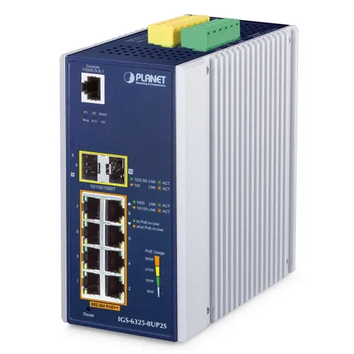 [IGS-6325-8UP2S] PLANET IGS-6325-8UP2S - Ethernet-kytkin IP30 DIN-kisko Teollinen L3 8-porttinen 10/100/1000T