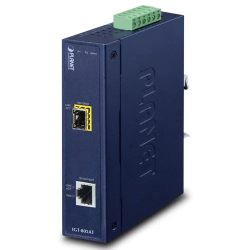 PLANET IGT-805AT - Mediamuunnin IP30 Teollinen 10/100/1000T 100/1000X SFP Gigabit