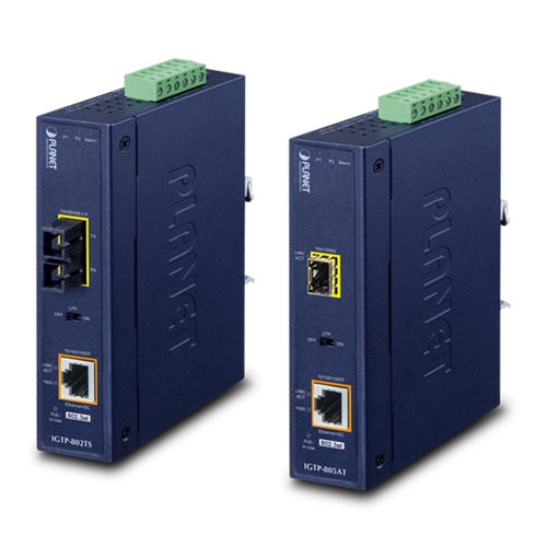 PLANET IGTP-805AT - Mediamuunnin 1000BASE-SX/LX 10/100/1000BASE-T 802.3at PoE+ Teollinen (mini-GBIC, SFP)
