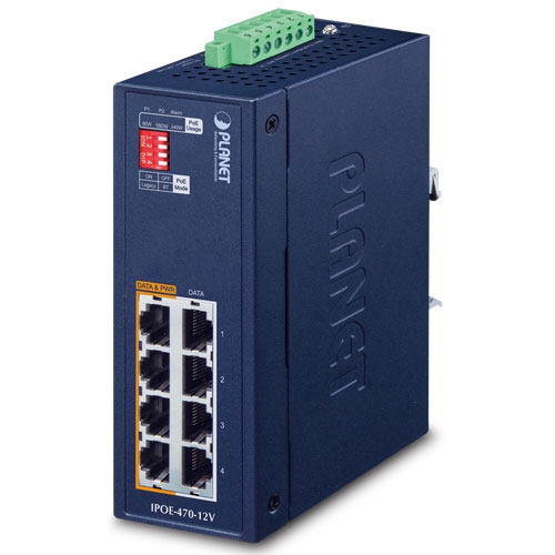 PLANET IPOE-260-12V - PoE-injektori teollinen 2-porttinen 10/100/1000T 802.3at PoE+ 12V tehostin 12–56VDC