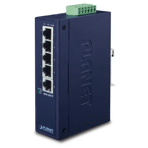 [ISW-501T] PLANET ISW-501T - Ethernet-kytkin 5-Porttinen 10/100TX Teollinen Fast Ethernet -40–75°C