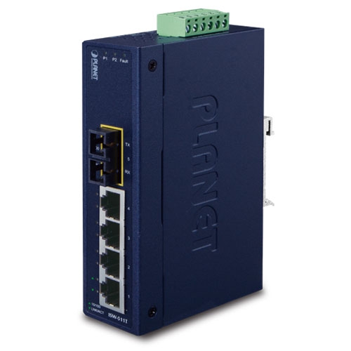PLANET ISW-511TS15 - Ethernet-kytkin Teollinen 4-Porttinen 10/100Base-TX 1-porttisella 100Base-FX