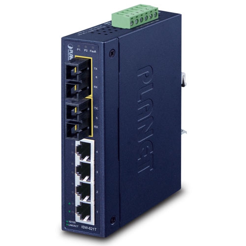 PLANET ISW-621TS15 - Ethernet-kytkin Teollinen 4-Porttinen 10/100Base-TX 2-Porttisella 100Base-FX