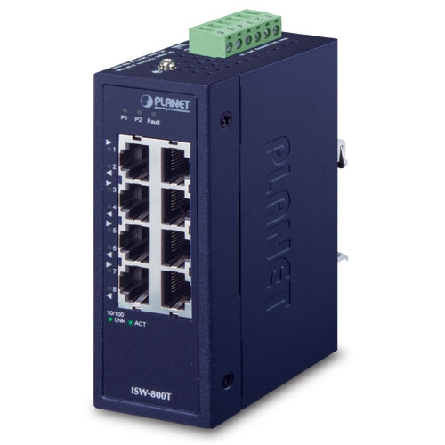 [ISW-800T] PLANET ISW-800T - Ethernet-kytkin Teollinen 8-Porttinen 10/100TX Kompakti