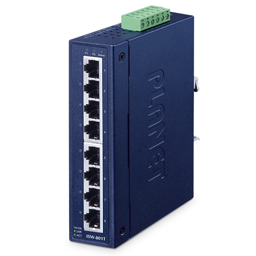 [ISW-801T] PLANET ISW-801T - Ethernet-kytkin IP30 Slim 8-Porttinen Teollinen Fast Ethernet -40...75°C