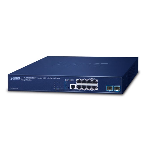 PLANET MGS-6320-8T2X - Ethernet-kytkin L3 4-Porttinen 10/100/1000T + 4-Porttinen 2.5G + 2-Porttinen 10G SFP+ Hallittu