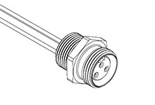 MOLEX 1200110013 Micro-Change (M12) Receptacle, 4 Poles, M12x1 Threads, Female (Straight) to Leads, 0.30m (11.81") Length, Front Panel Mount